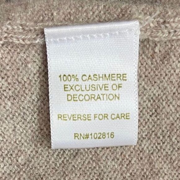 Garnet Hill Shirttail Cashmere Sweater Layered M Oatmeal 100% Cashmere Lace Hem - Picture 7 of 7